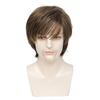 Natural Men's Brown Wig Short Hair with Bangs Synthetic Layered Stylish Male Wave Hair For Daily Cosplay Use Heat Resistant Fiber