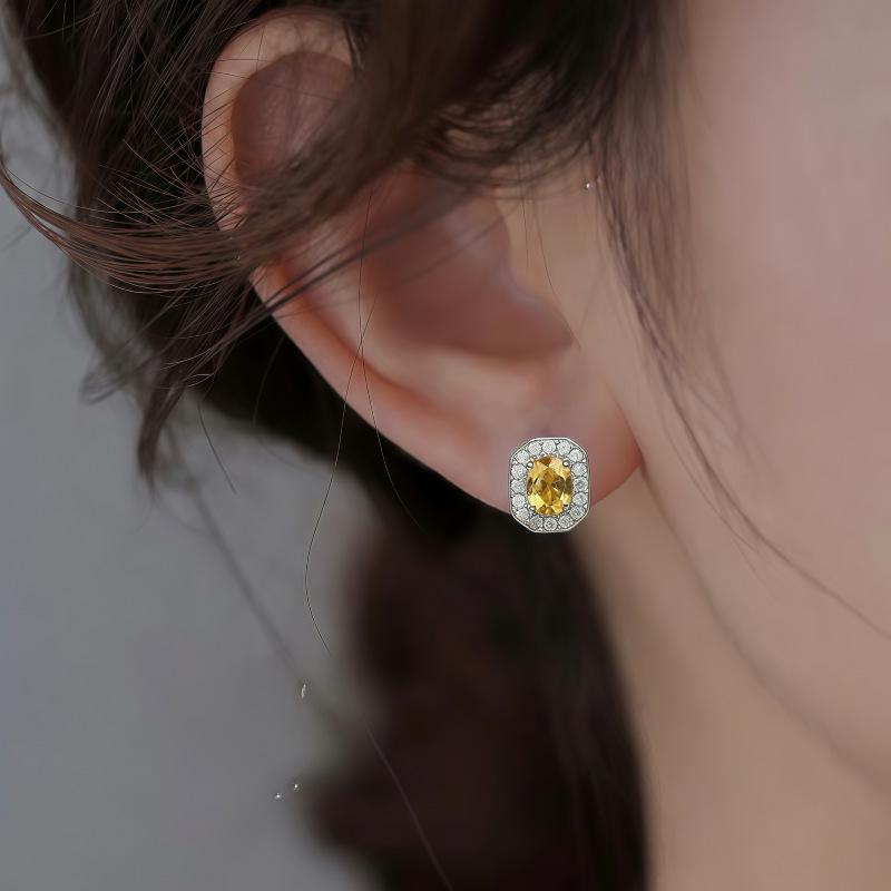 Square Sugar Series Luxury S925 Silver Needle Stud Earrings for Women