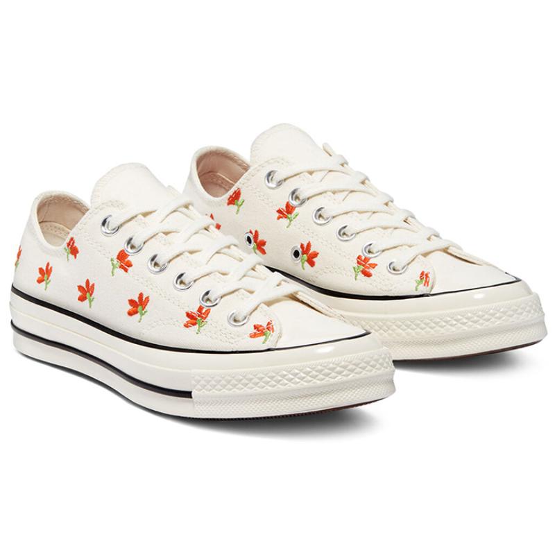 Converse 1970s Chuck Taylor All Star Floral Embroidered Casual Low-Top Espadrilles Women's Beige Red
