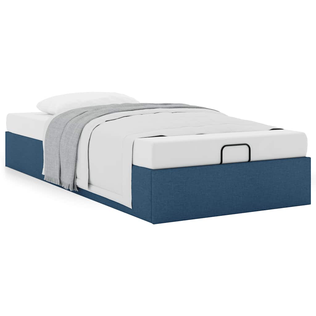 Ottoman Bed without Mattress Blue 90x200 cm Fabric