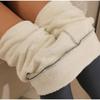 Damen Leggings aus Lammfleece, nahtlos, hohe Taille, Thermo-Winter, warme, reine Farbe, weibliche Freizeithose