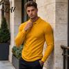 Long Sleeve Golf Wear Men Shirt Turndown Collar Button Neck Formal Office Shirt Solid Color Breathable Pullover Top for Sports Daily Mens