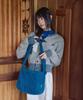 Lmr Stitch Point Denim Padded Crossbody Bag Blue