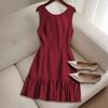 High-Quality European & American Sleeveless Knit Midi Dress - Elegant Women's Vest Style