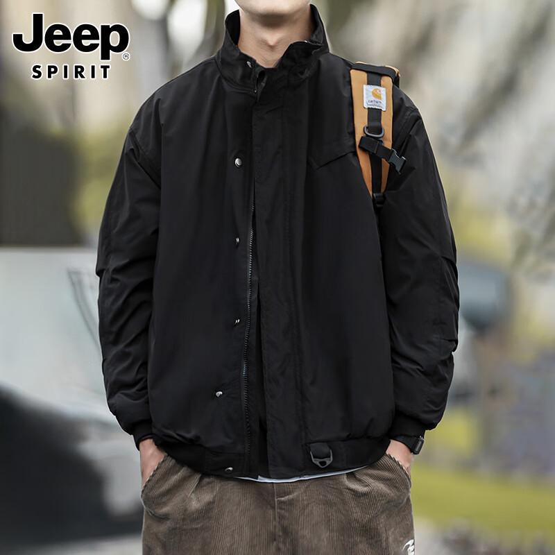 JEEP SPIRIT Men's Retro Plaid Stand-Collar Winter Jacket
