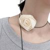 Silk Rose Flower Collar Choker Necklace Long Lace-up Necklace Wedding Jewelry Neck Chain Gift for Women Teens Girls