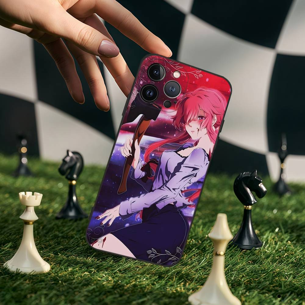Future Diary Gasai Yuno Black Silicone Phone Case For Iphone 17 Air 16 15 14 13 12 11 Pro Max Plus Back TPU