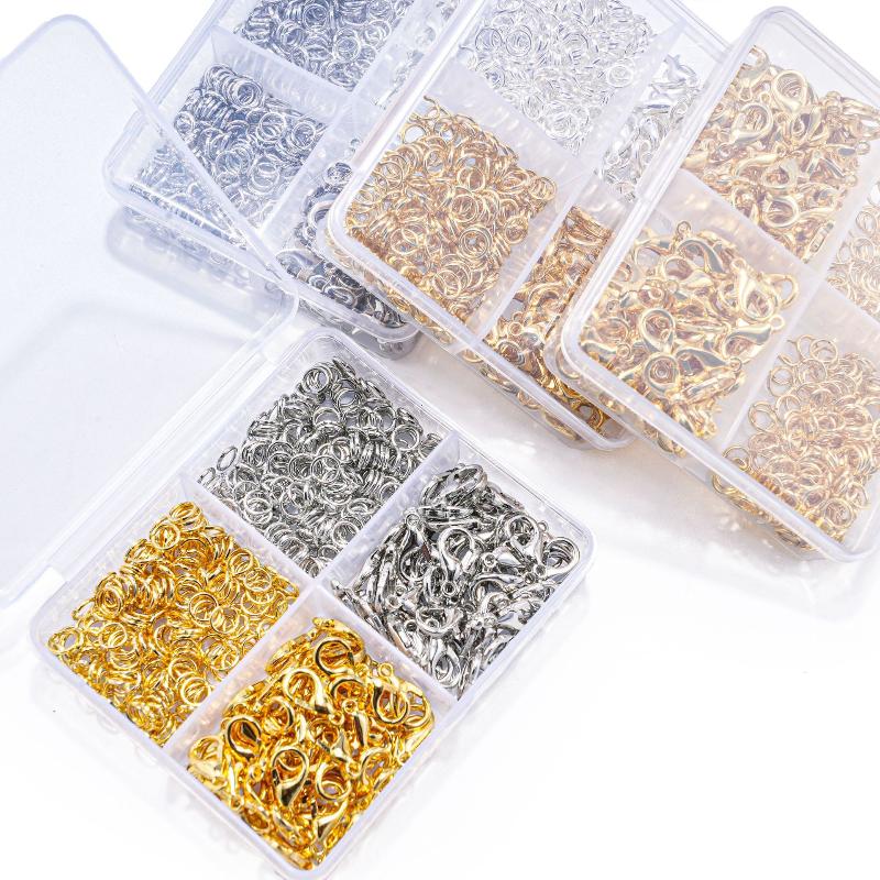 500Pcs/Box Jewelry Making Kit Lobster Clasps & Jump Rings With Box For Diy Chain Necklace Bracelet Anklet Supplies Connectors