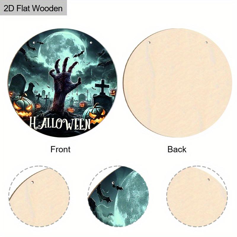 Wooden Halloween Sign with Skull Hand Pattern - Unique Wall Pediments - Ideal for Front Door, Yard, Porch, Room Decor