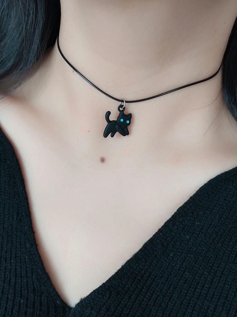 

Сладкий Крутой сплав Черный котенок кулон чокер ожерелье Choker Аксессуары для шеи Аксессуар Ожерелье для женщин 40cm