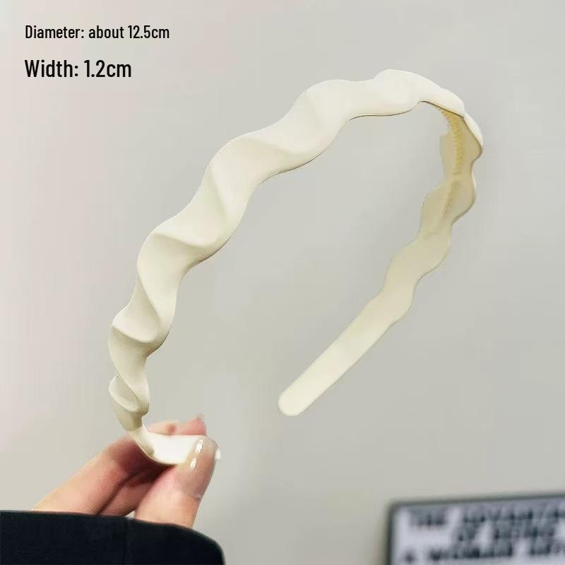 Korean Style Frosted Wave Headband Hair Tamer for Flyaways, High Skull Top, Non-Slip Hair Clip with Teeth for Women.