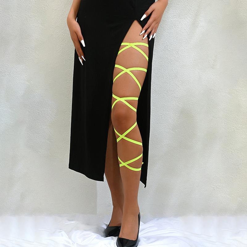 Punk Arm Wrap Elastic Crossed Straps Sexy-Leg Wraps Festival Garter Belt For Dancing Body Harness
