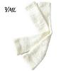 Elastic Thermal Leggings for Home Coral Fleece Leg Warmers Women, Thickened Winter Knee High Indoor Cold Weather Socks, Striped/Solid Color,