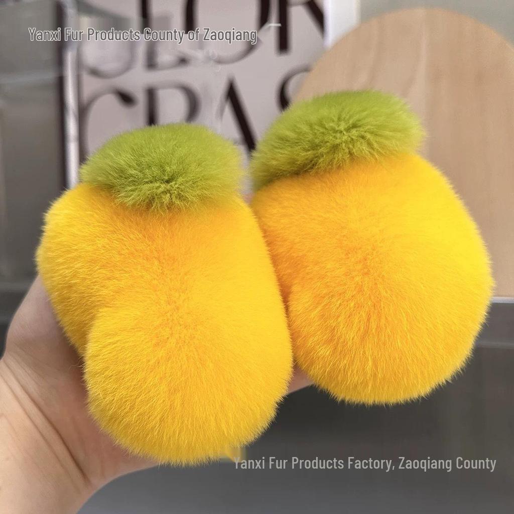 Rex Rabbit Fur Mango Keyring Plush Doll Charm