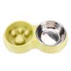 Wheat Straw Stainless Steel Double Pet Bowl - Anti-Choke Slow Feeder for Dogs and Cats