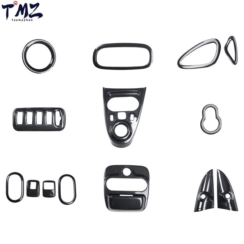 Center Console Panel Black Carbon Fiber Car Interior Sticker Suitable for Mercedes-Benz Smart Fortwo 453 LHD 2015-2018