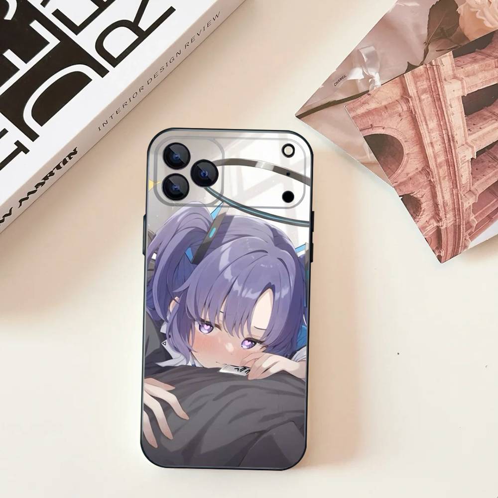 Hayase Yuuka Blue A-Archive Phone Case For iPhone 11,12,13,14,15,16,17,Pro,Max,Plus,E,SE4,Air,Mini Black Soft Cover