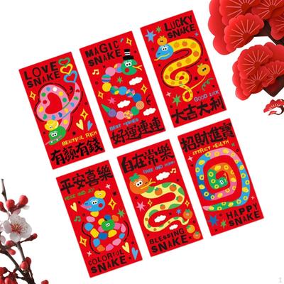 6x Chinese Lunar Year Red Envelopes Lucky Money Traditional Cartoon Hong Bao for