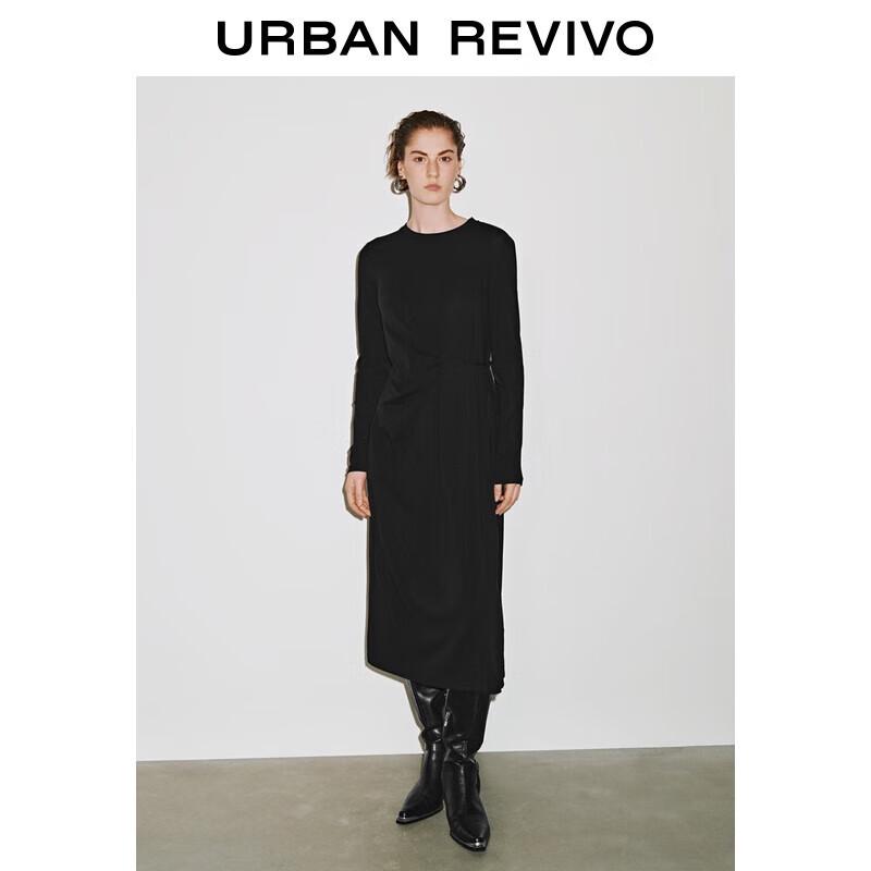 UR 2025 Fall Asymmetric Wrap A-Line Midi Dress XL