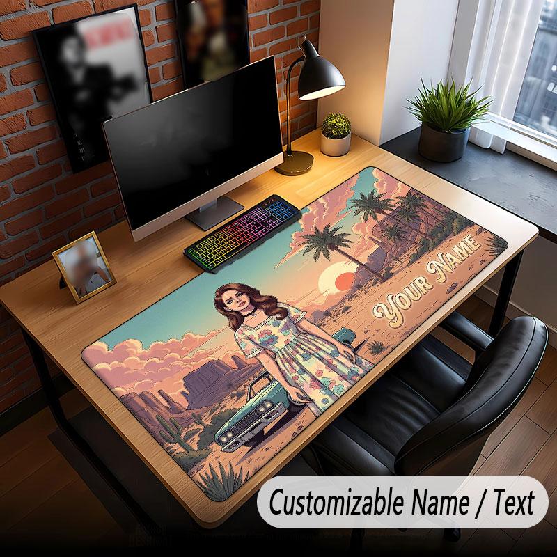 Custom Name Extended Mouse Pad,Lana Del Rey Gaming Desk Mat For Home Office Desktop Decor