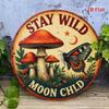 Stay Wild 8 Inch Round Metal Wall Art Vintage Farmhouse Home Decor Rustic Tin Sign Weathered Iron Plaque For Bar Cafe