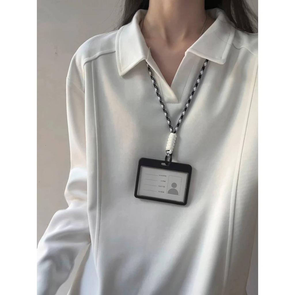 American front shoulder long-sleeved polo shirt men's and women's autumn and winter sweater lapel inner bottoming shirt