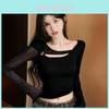 Tshirt Oversize Lace Hollow Out Long Sleeve For Women Spring