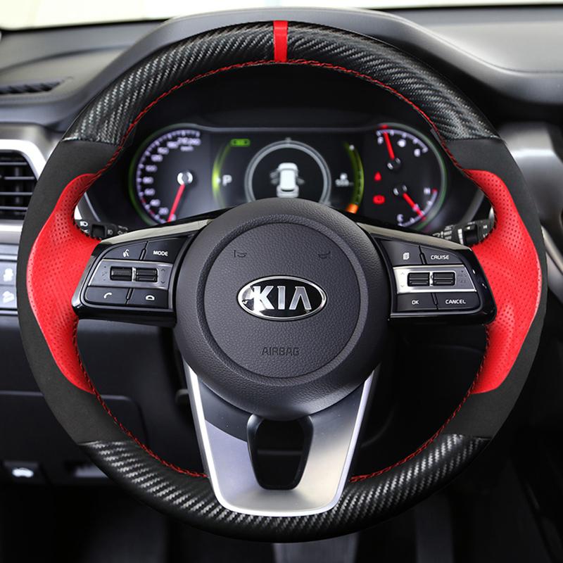 Custom DIY Car Steering Wheel Cover 100% Fit For Kia K5 Optima 2018 2019 Sportage 3 2019 Forte Ceed Cee'd 2017 2018 2019