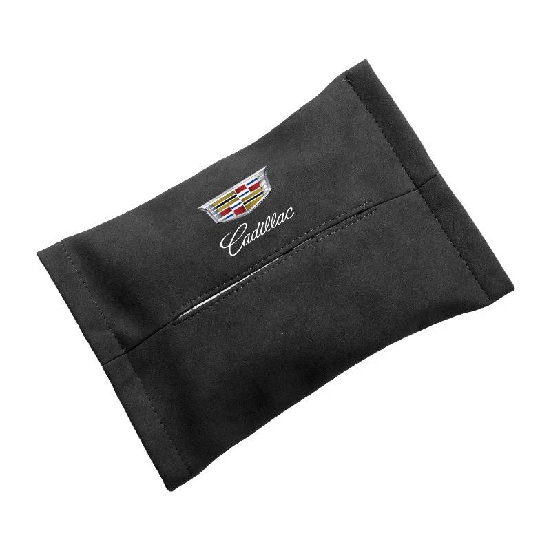 Suede Car Seat Back Tissue Bag Auto Interior Paper Storage Box for Cadillac ATS BLS CT4 CTS SLR STS XT4 XTS Escalade Deville DTS
