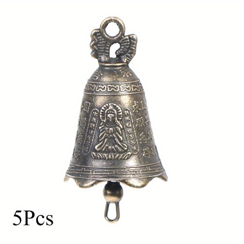 5Pcs Retro Antique Bell Mini Sculpture Pray Buddha Bell Shui Feng Bell Pendant for Home Table Decoration