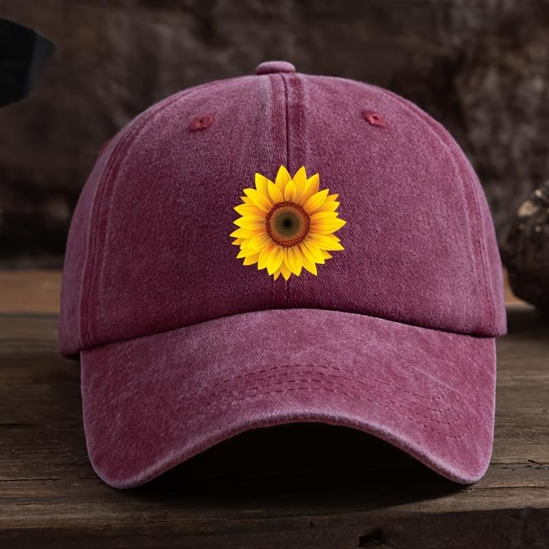 Fashionable Sunflower Flower Printed Baseball Hat Versatile Outdoor Leisure Fishing Sunshade Duck Tongue Hat Travel