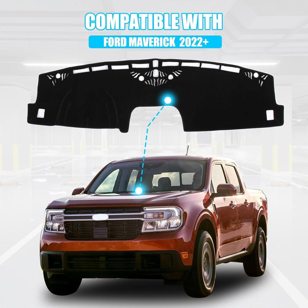 Dashboard Cover Mat Dash Mat Compatible with 2025 2024 2023 2022 Ford Maverick,Polyester Dashboard Cover Sun Shade Pad,Suede Car Anti-Slip Dash Board