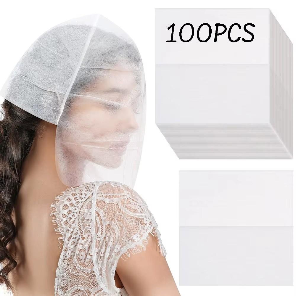 100Pcs Non-Woven Face Makeup Protector Hood Breathable Cosmetic Face Cover  Fitting Rooms