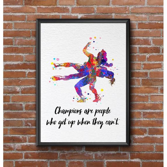Dignovel Studios 8X10 Unframed Wrestling Girls Wrestler Sports pirational Quotes Watercolor Art Print Poster Wall Hanging Decor DN817