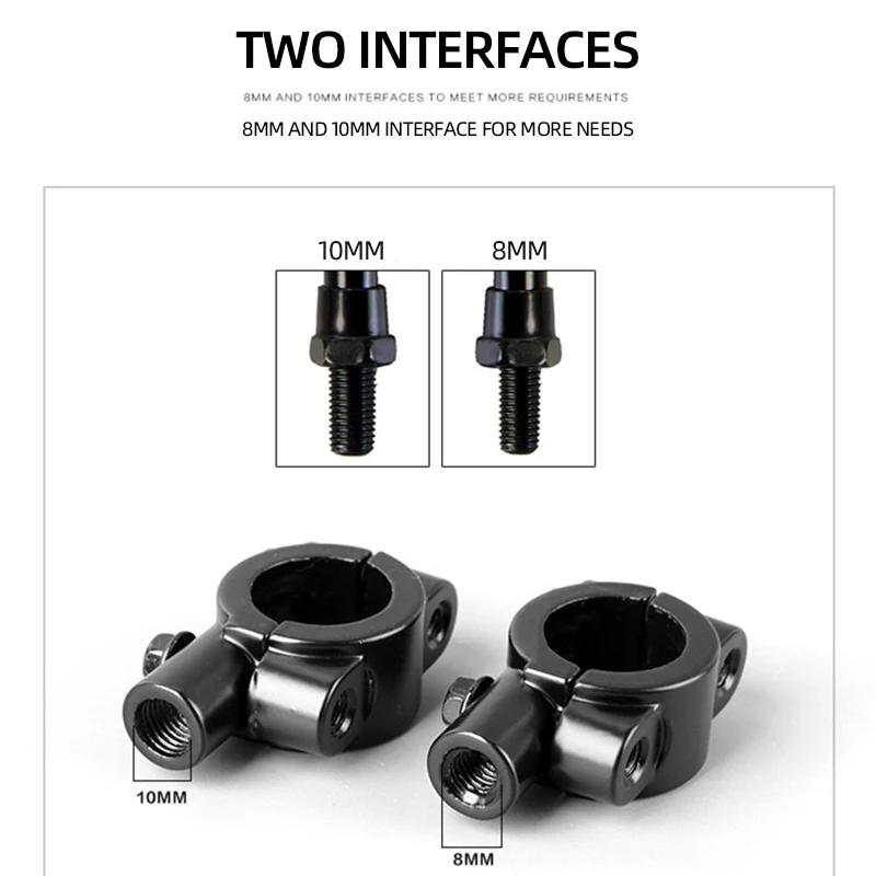 2PCS Black Silver Motorcycle Handlebar Mirror Mount Clamp Rear View Mirror Holder Bracket 22mm 10mm 8mm 10mm 25mm For Harley