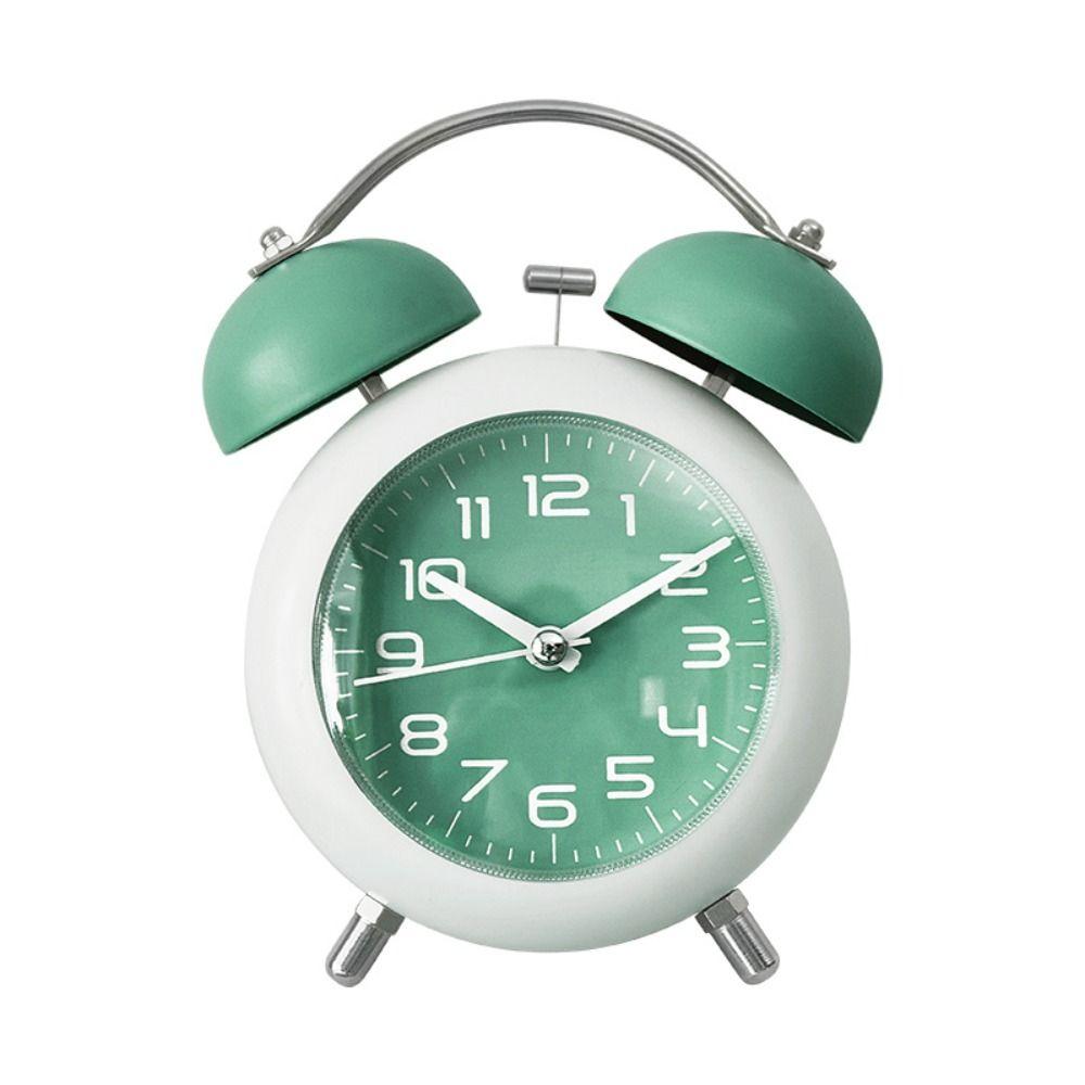 Metal Frame Silent Table Clock 4-Inch Bedroom Desktop Clock Creative Twin Bell Alarm Clock  Bedroom