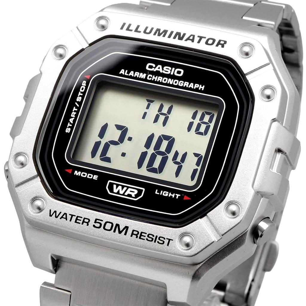 CASIO Standard Digital Watch Cheap Casio Metal Band Silver Overseas Model [Casio] W-218HD-1AV Men's