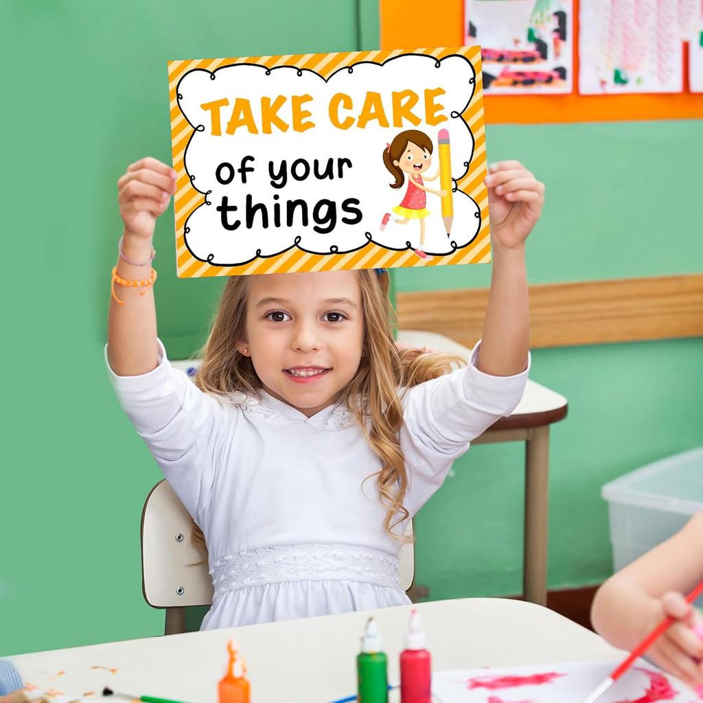 Sereliy 12PCS Classroom Rules Posters Behavior Educational Manners Chart Positive Expectation Poster for Kindergarten Primary Classroom Bulletin