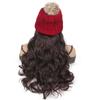 Red Hat Wig for Women Knitted Warm Wavy Curly Long Hat Wig Synthetic Natural Fake Hair