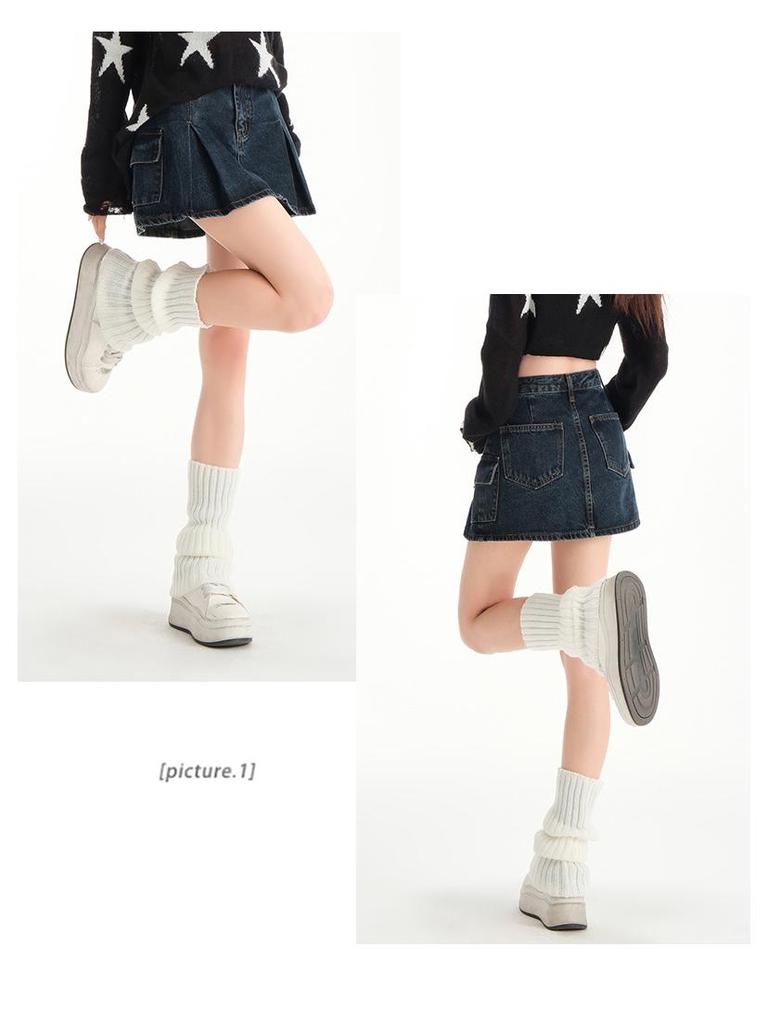 2025 Sommer Damen Hellblauer Plissierter Denim Minirock - Hochtailliert, Hüftbetont A-Linie Arbeitskleidung