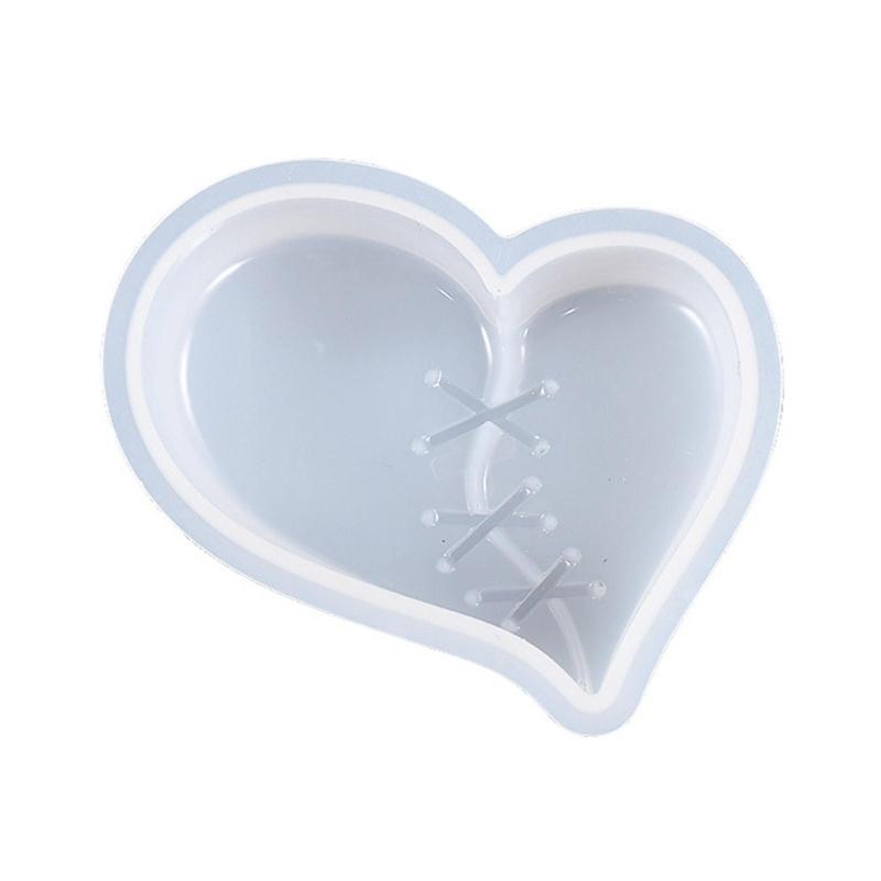 Porte-clés Cœur à coudre Moule en Silicone avec Trou Pendentif Porte-clés Moule Fait main Cadeau Saint-Valentin Anniversaire Bijoux