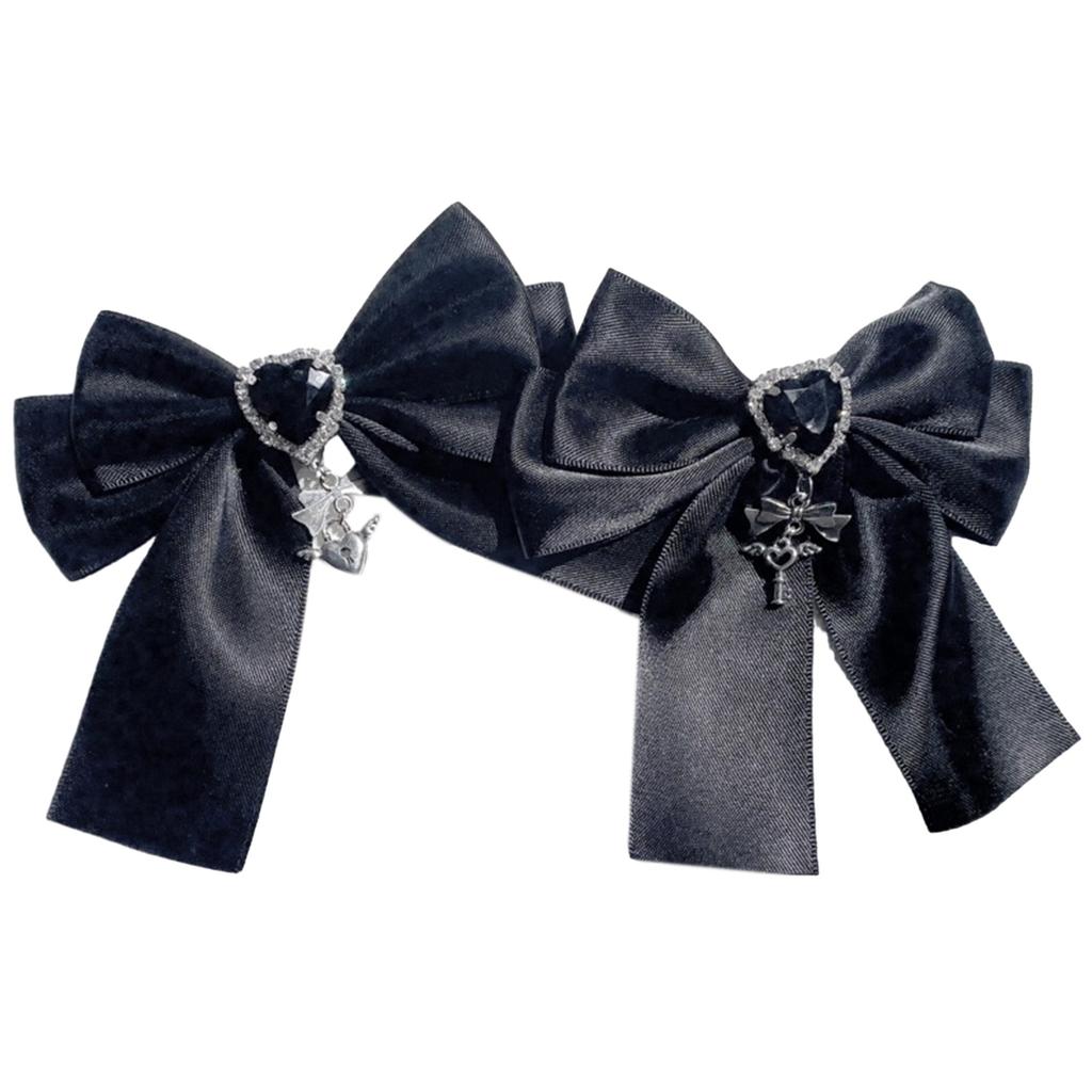 Cute Sweet Girly Dark Bow Hair Clip Bow Cross Gothic Y2K-style Bow Bunches Accessories Sweet Balletcore
