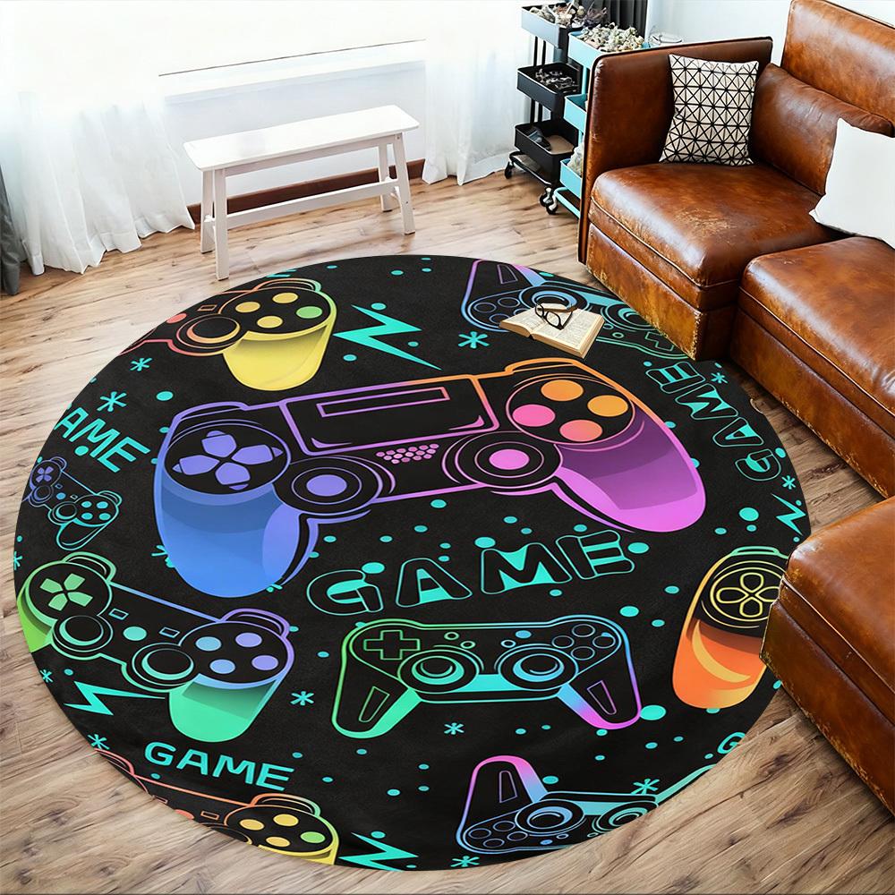 1PC Game Controller Round Chair mat Area Rug - Non-Slip, Floor Mat for Office, Bedroom, and Indoor Decor -Gift D1127197