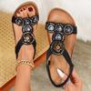 Sandali Boho da Donna con Cinturino Elastico alla Caviglia Scarpe Bohemian Casual da Spiaggia Moda Cristallo Floreale Sandalo Estivo Sandalias De Mujer