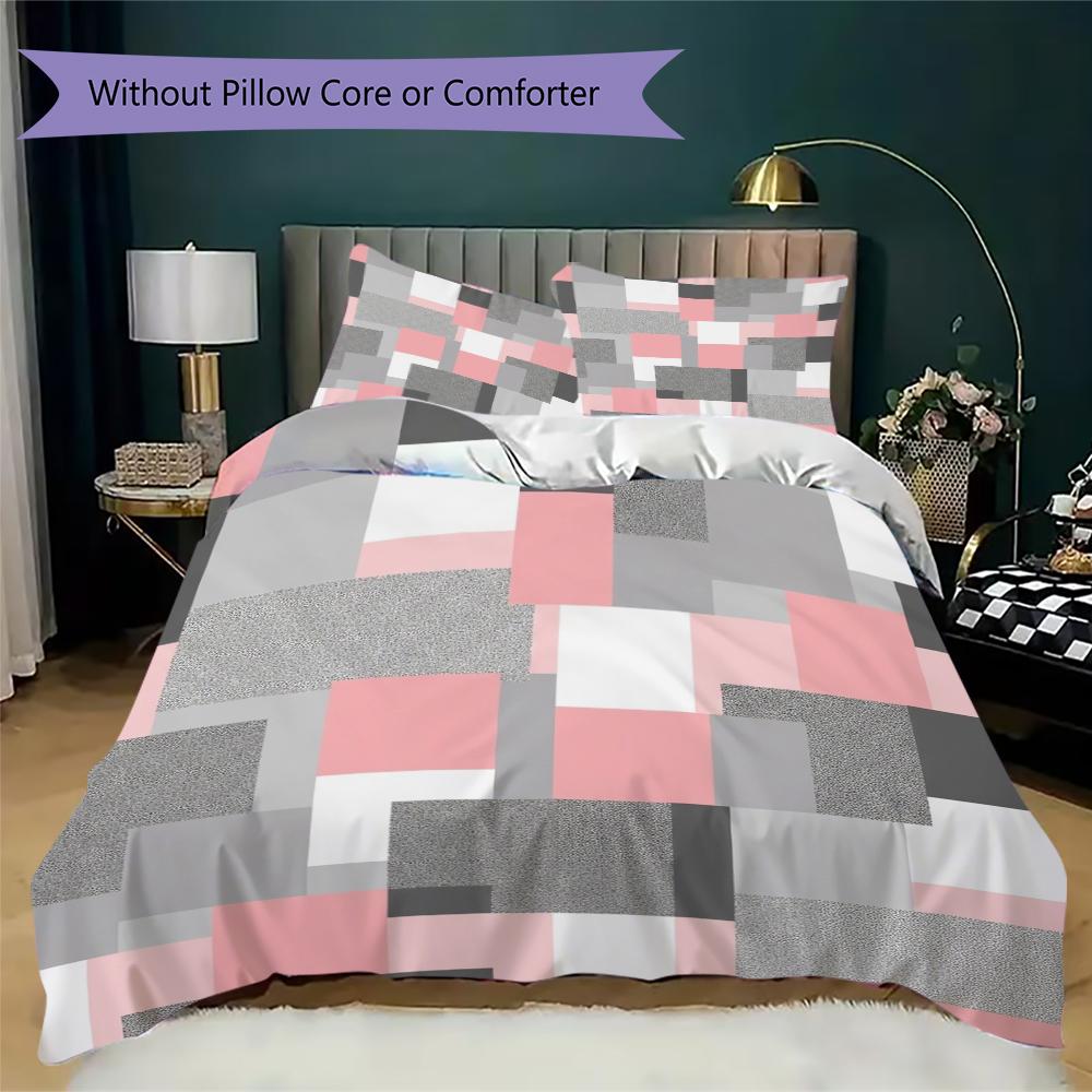 Simple Geometry Pattern Bedding uilt Set uilt Cover Pillowcase Home Decoration Birthday Gift (1 * duvet cover + 2 * pillowcase without core)19