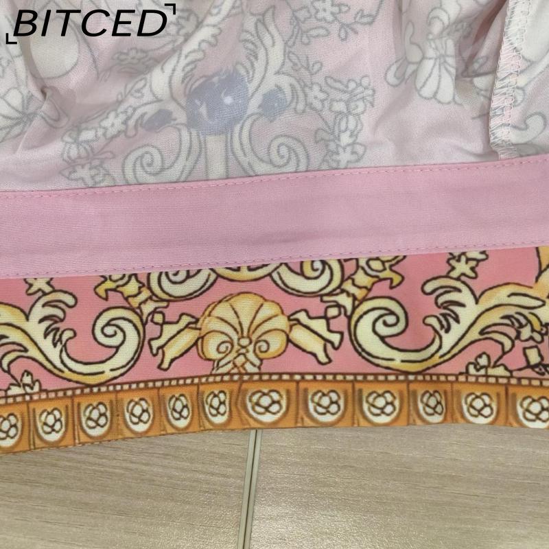 BITCED Damen Frühjahrskollektion: Eleganter Homewear-Stil Bedrucktes Langarm-Oberteil und Hose Lässiges Mode-Set