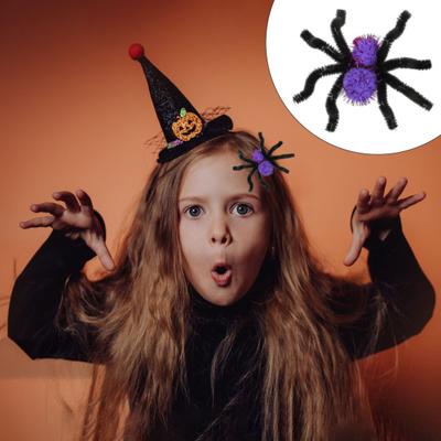 2Pcs Halloween Spider Hair Clips Plush Spider Women Hairpin Halloween Party Decoration Hair Jewelry Cosplay Costume Prop