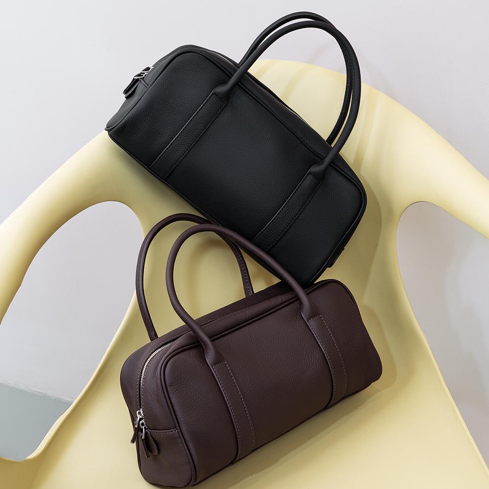 Autumn & Winter Genuine Leather Women's High-End Boston Crossbody Handbag