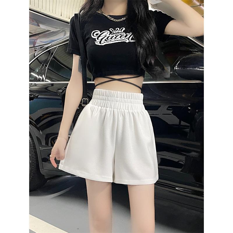 Spice Girls Pink Slacks for Girls Little Men with High Waists Sports Style Slim Straight Shorts