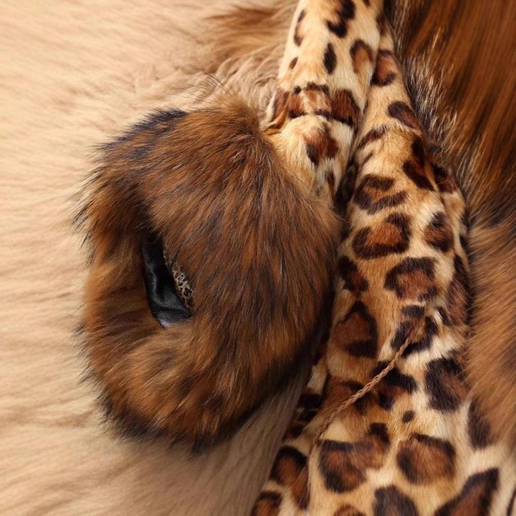 Grenzüberschreitender Damen-Midilang-Leopardenmuster-Kunstpelzmantel mit Waschbärkragen